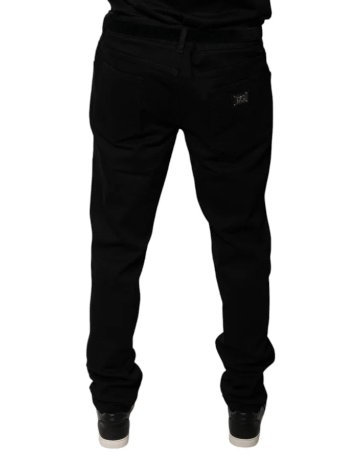 Dolce &amp; Gabbana Black Logo Cotton Stretch Skinny Denim Jeans