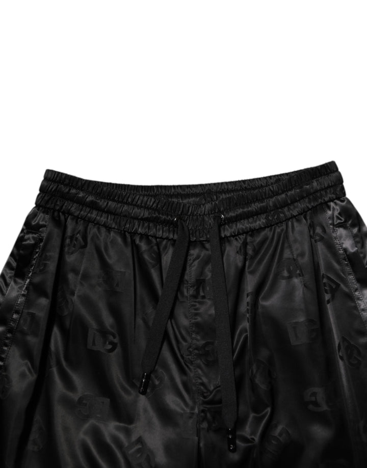 Dolce &amp; Gabbana Black Logo Dg Print Men Jogger Sweatpants Pants