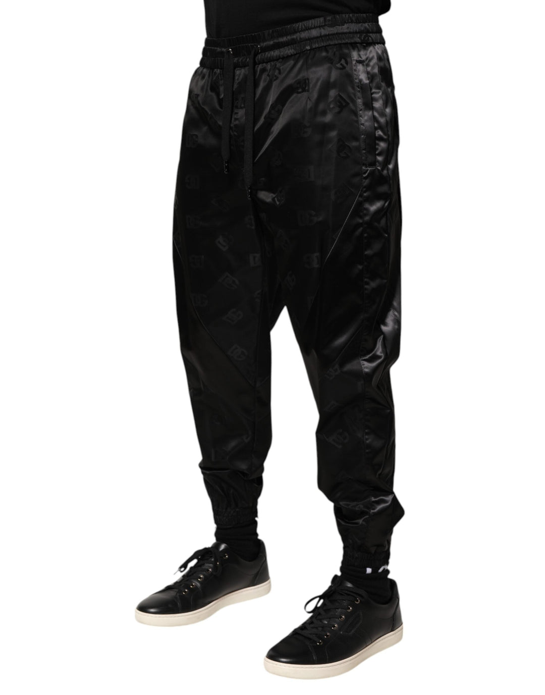 Dolce &amp; Gabbana Black Logo Dg Print Men Jogger Sweatpants Pants