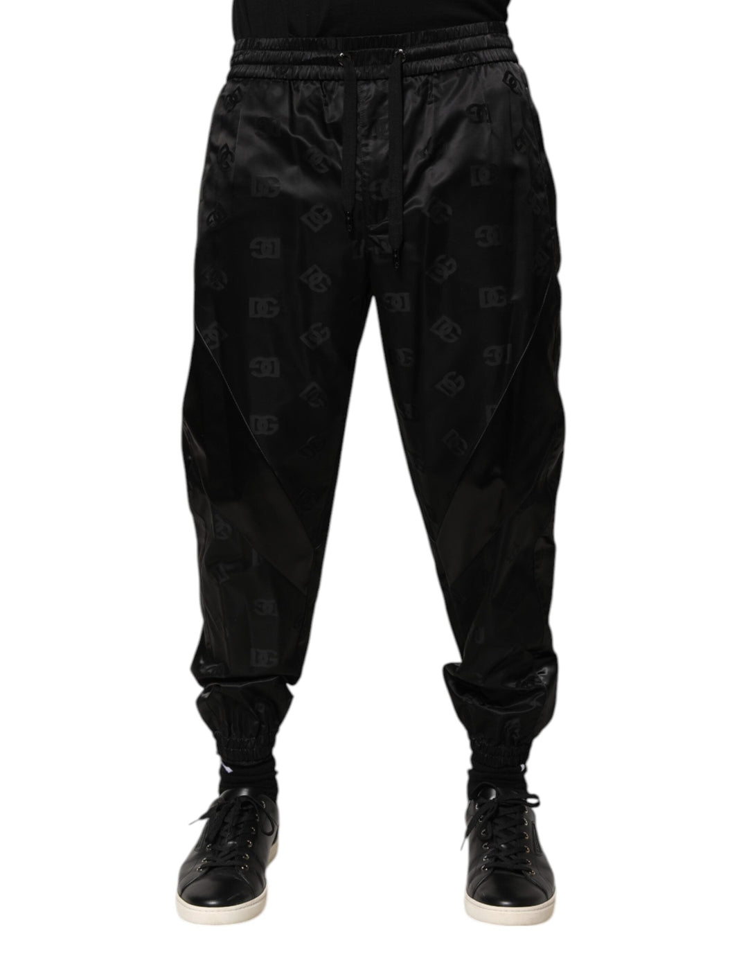 Dolce &amp; Gabbana Black Logo Dg Print Men Jogger Sweatpants Pants