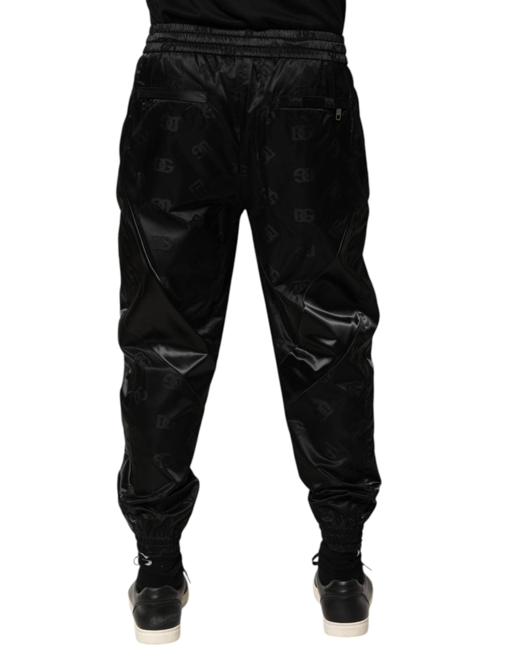 Dolce &amp; Gabbana Black Logo Dg Print Men Jogger Sweatpants Pants
