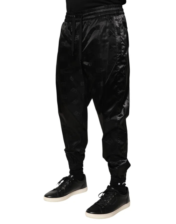 Dolce &amp; Gabbana Black Logo DG Print Men Jogger Sweatpants Pants
