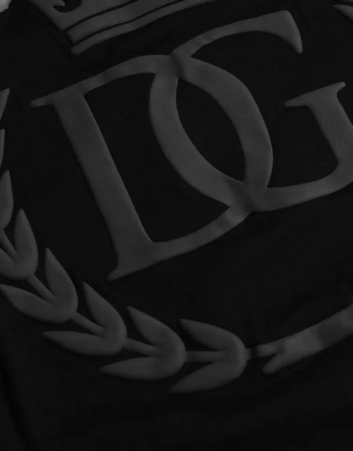 Dolce &amp; Gabbana Black Logo Embossed Cotton Crew Neck T-shirt