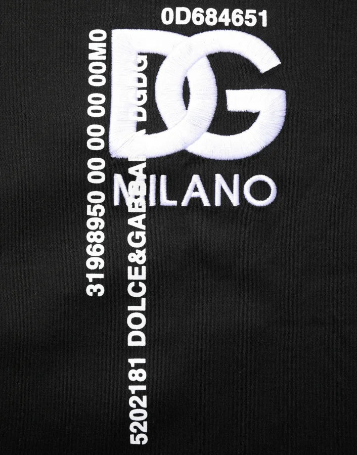 Dolce &amp; Gabbana Black Logo Embroidered Men Crew Neck T-shirt