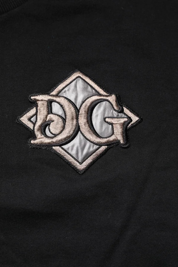 Dolce &amp; Gabbana Black Logo Embroidery Sweatshirt Sweater