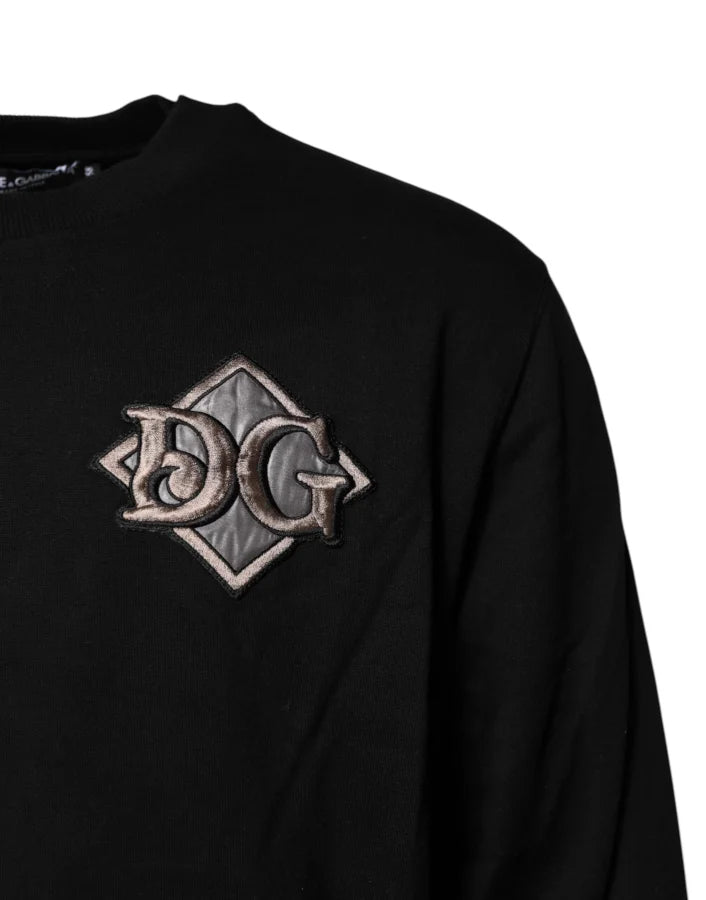 Dolce &amp; Gabbana Black Logo Embroidery Sweatshirt Sweater