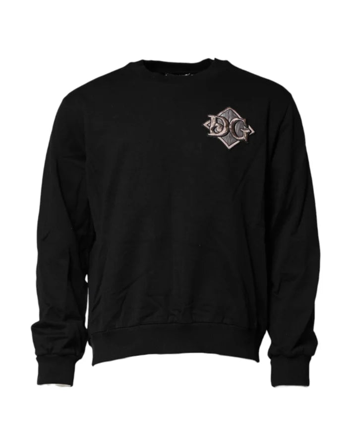 Dolce &amp; Gabbana Black Logo Embroidery Sweatshirt Sweater