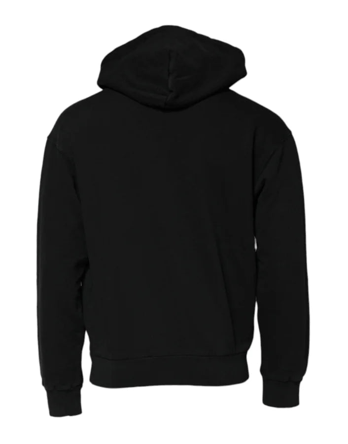 Dolce &amp; Gabbana Black Logo Full Zip Hooded Men Sweatshirt Sweater