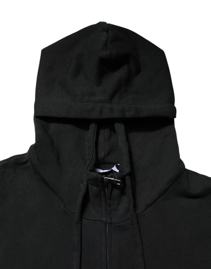 Dolce &amp; Gabbana Black Logo Full Zip Hooded Men Sweatshirt Sweater