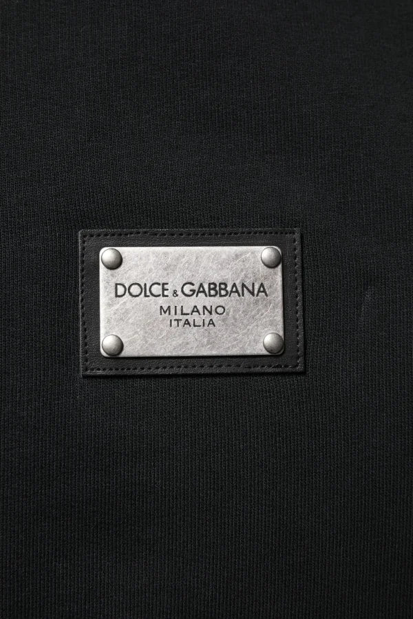 Dolce &amp; Gabbana Black Logo Full Zip Hooded Men Sweatshirt Sweater