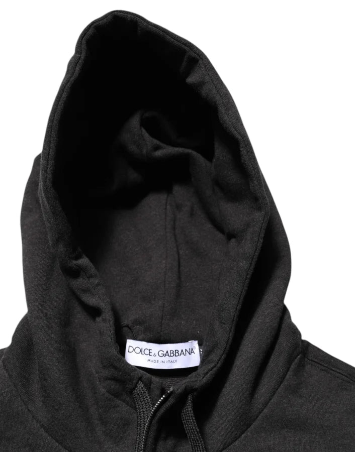 Dolce &amp; Gabbana Black Logo FullZip Hooded Sweatshirt Sweater