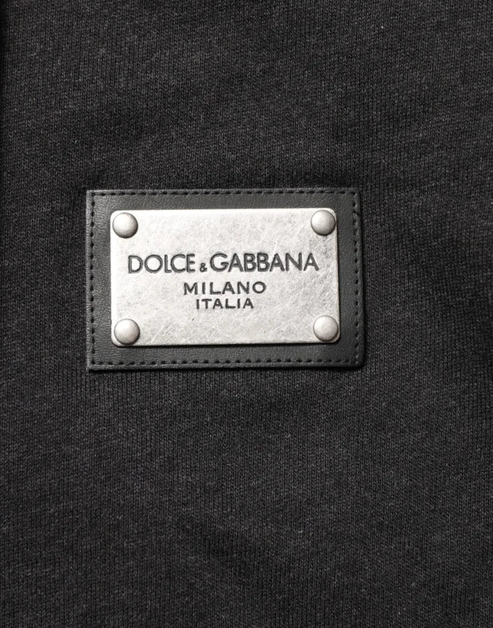 Dolce &amp; Gabbana Black Logo FullZip Hooded Sweatshirt Sweater