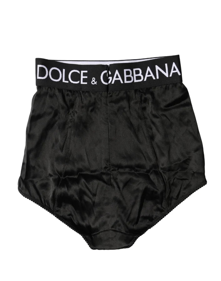 Dolce &amp; Gabbana Black Logo Girdle High Waist Panty Underwear
