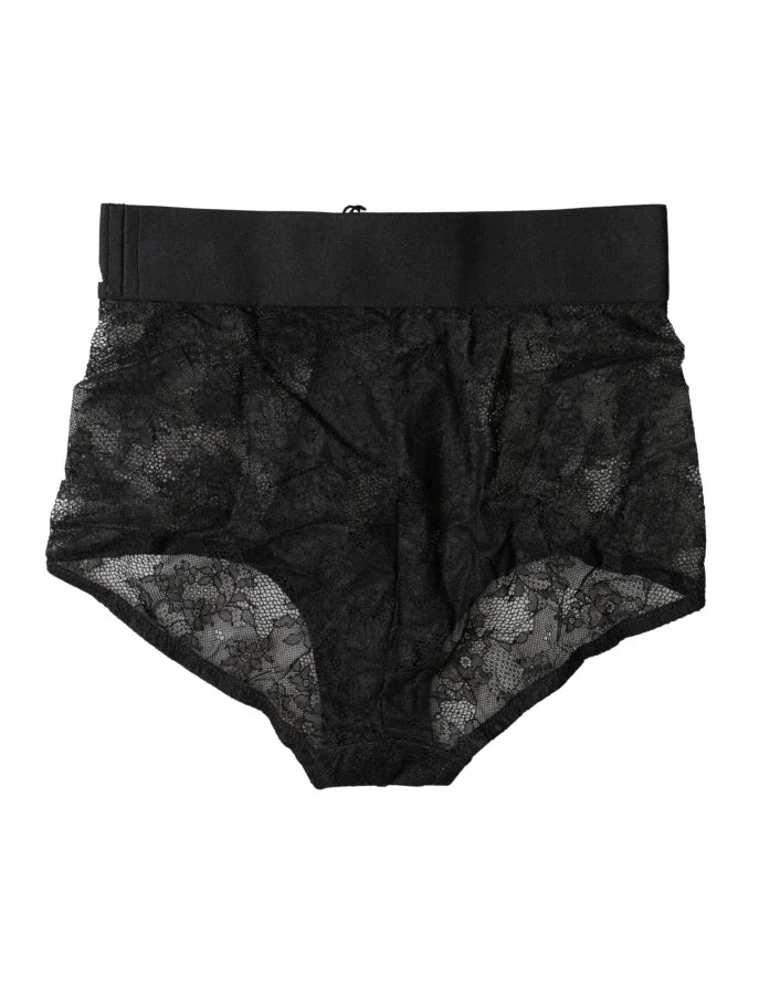 Dolce &amp; Gabbana Black Logo Girdle High Waist Panty Underwear