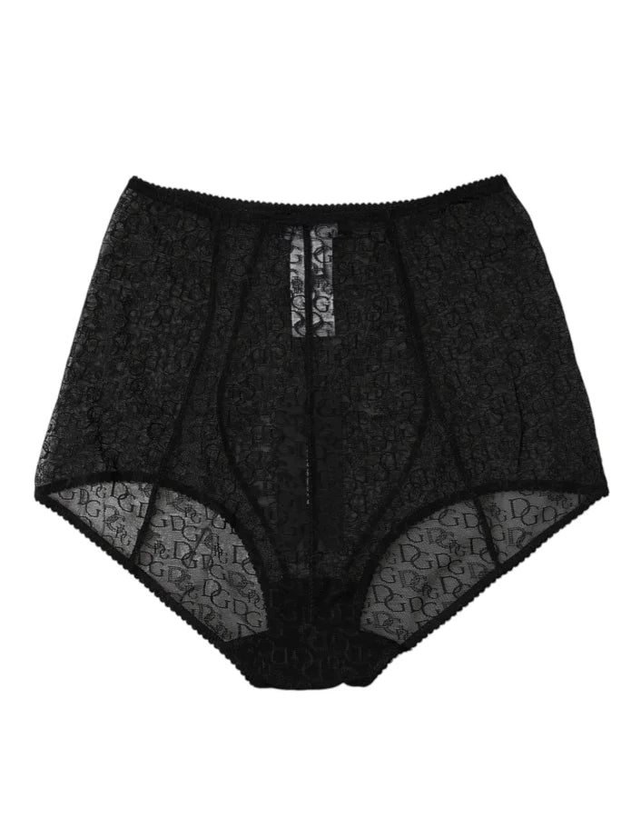 Dolce &amp; Gabbana Black Logo Girdle High Waist Panty Underwear