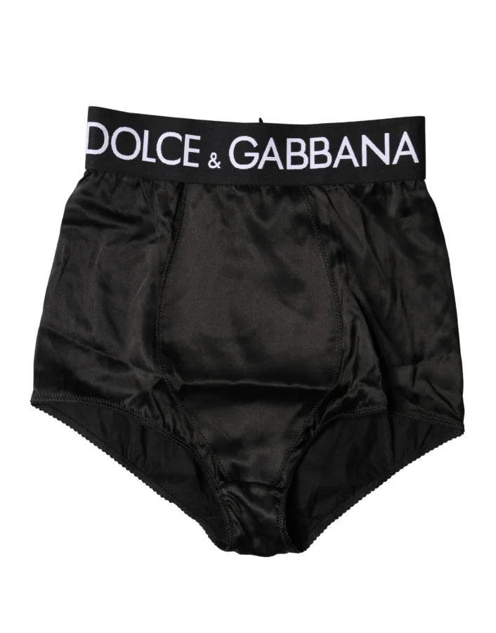 Dolce &amp; Gabbana Black Logo Girdle High Waist Panty Underwear