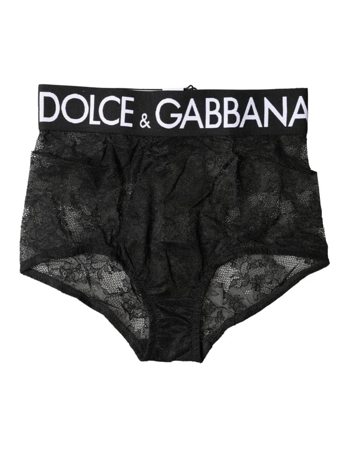 Dolce &amp; Gabbana Black Logo Girdle High Waist Panty Underwear