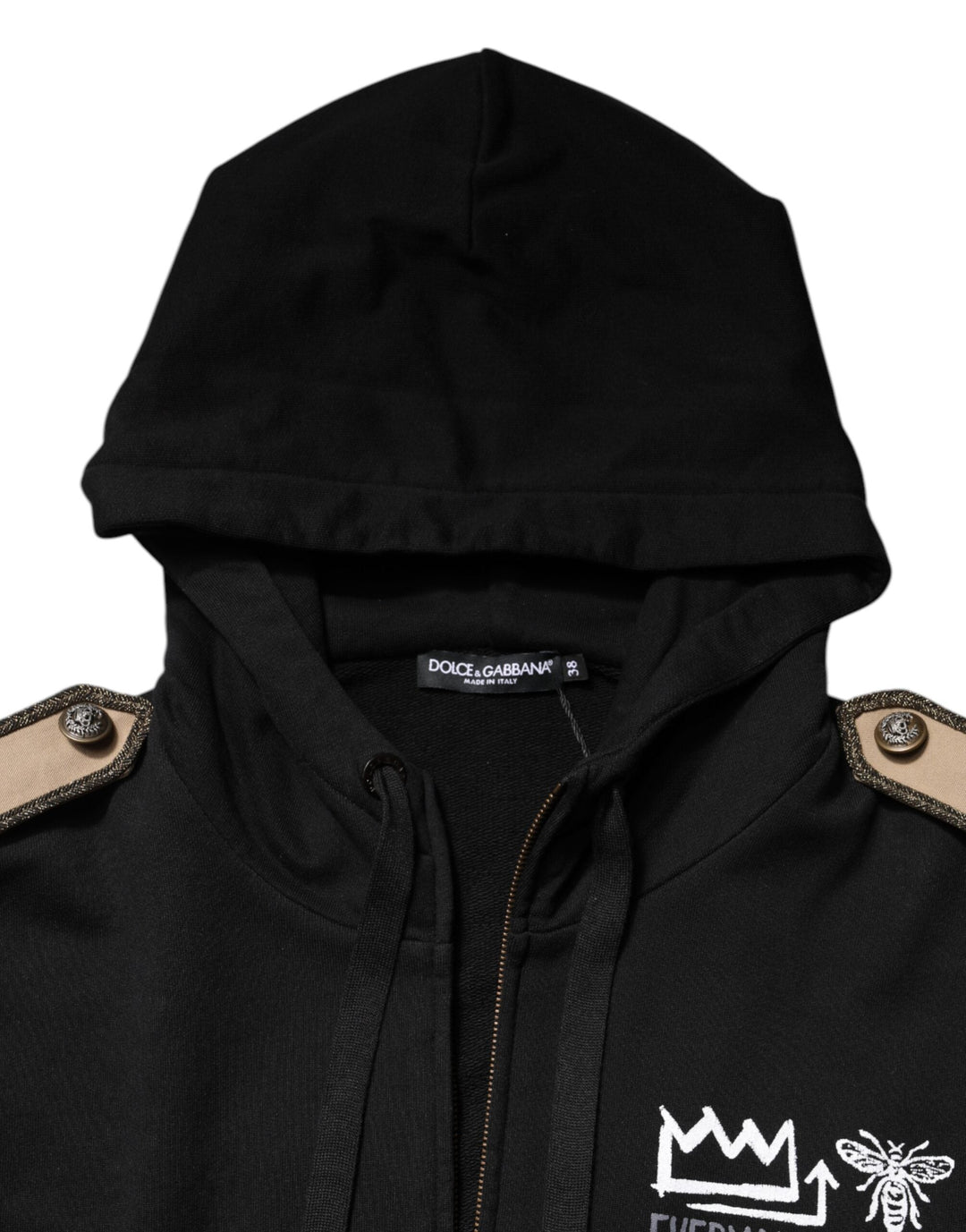Dolce &amp; Gabbana Track Jackets - Black Logo Hooded Full Zip Sweatshirt Jacket