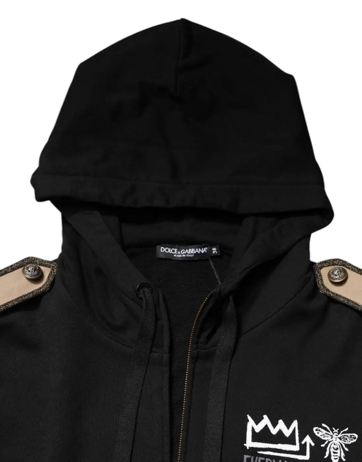 Dolce &amp; Gabbana Black Logo Hooded Full Zip Sweatshirt Jacket