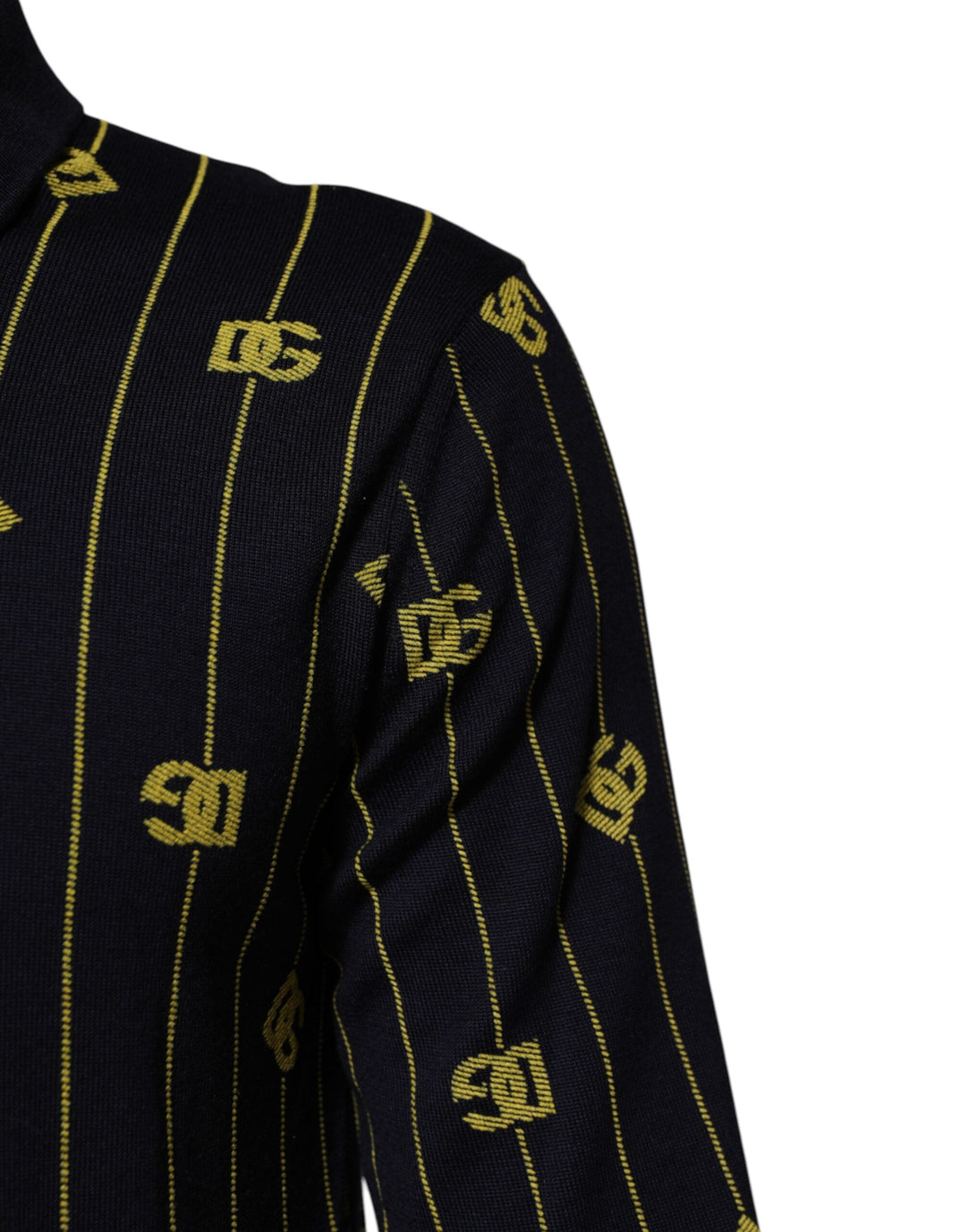 Dolce &amp; Gabbana Black Logo Jacquard Knitted Polo Shirt T-shirt