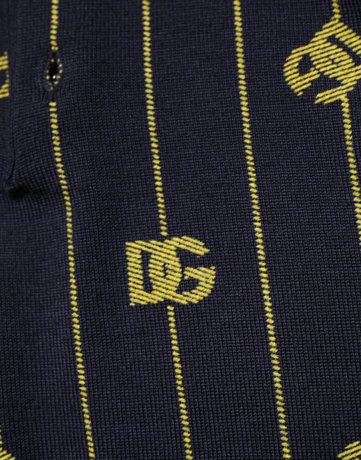 Dolce &amp; Gabbana Black Logo Jacquard Knitted Polo Shirt T-shirt