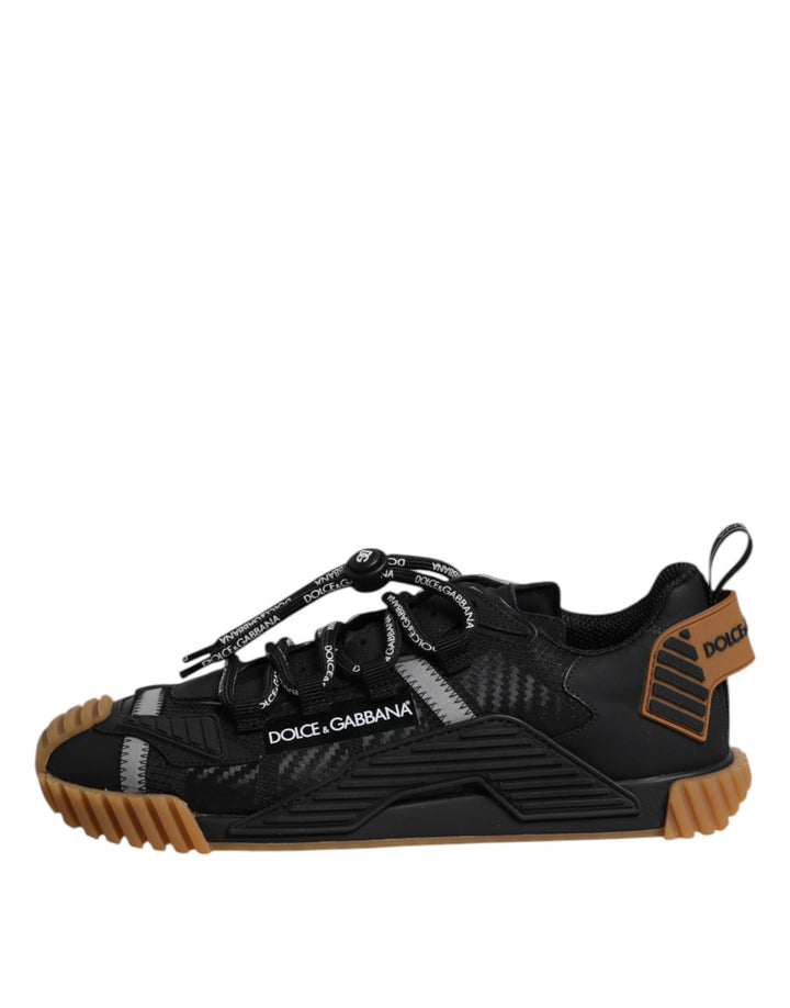 Dolce &amp; Gabbana Black Logo Lace Up Low Top Ns1 Sneakers Shoes