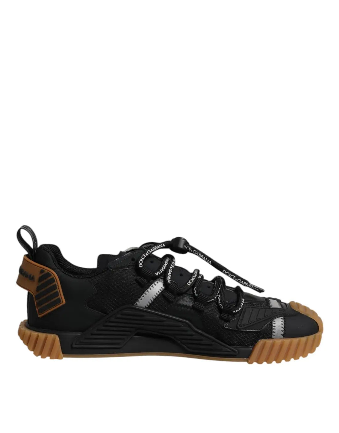 Dolce &amp; Gabbana Black Logo Lace Up Low Top NS1 Sneakers Shoes