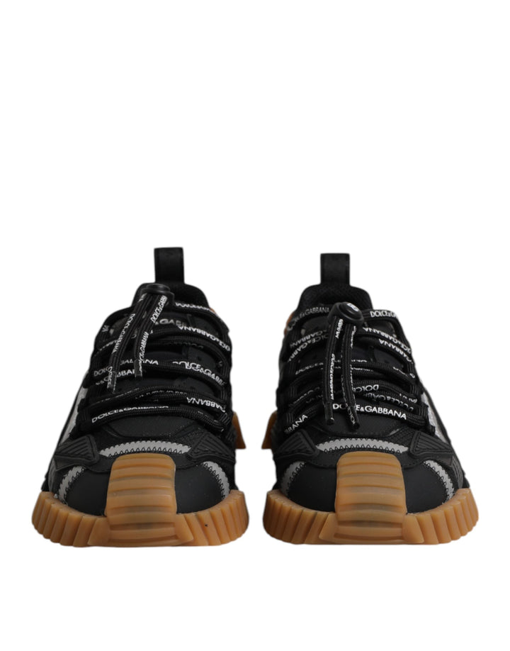 Dolce &amp; Gabbana Black Logo Lace Up Low Top Ns1 Sneakers Shoes