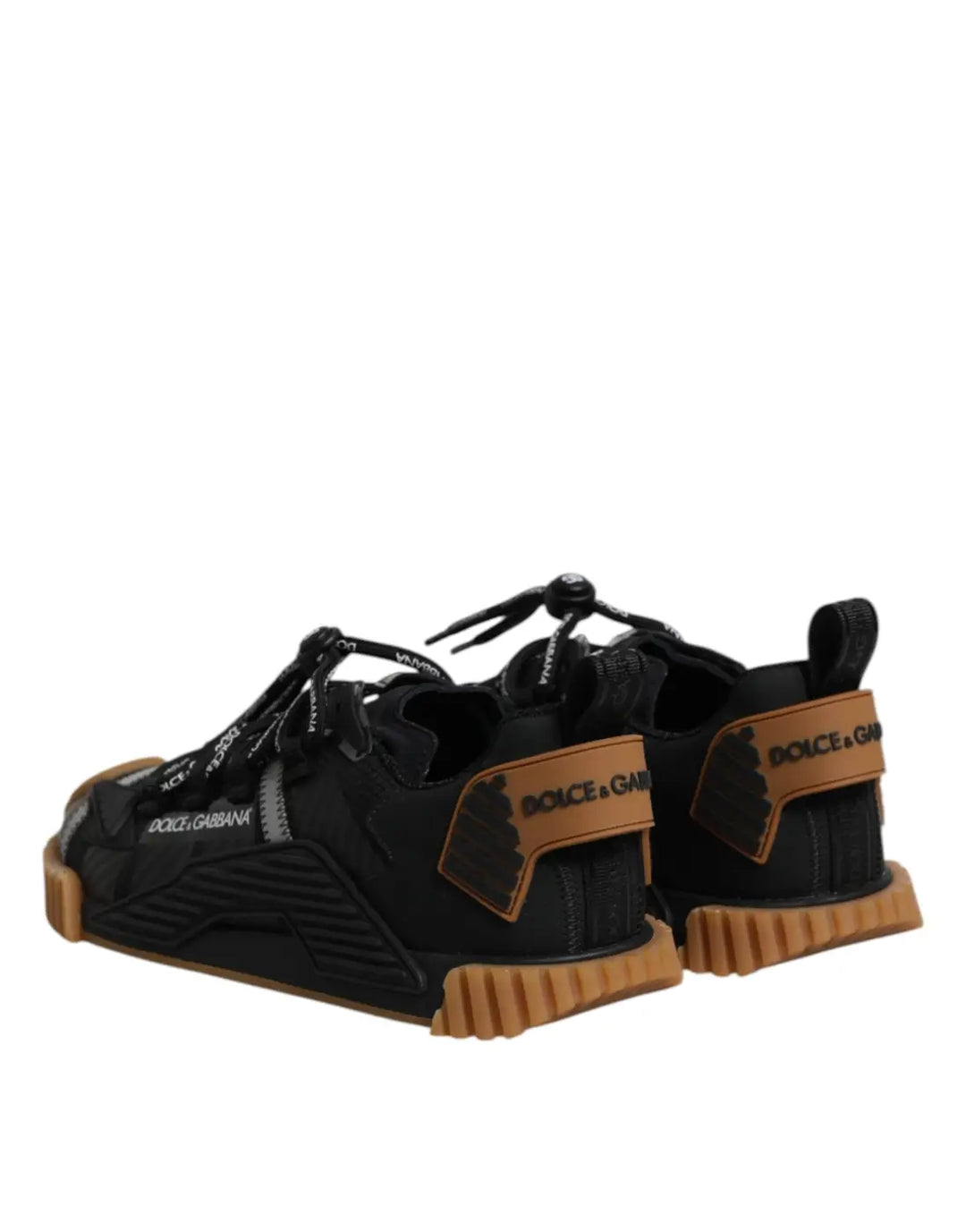Dolce &amp; Gabbana Black Logo Lace Up Low Top NS1 Sneakers Shoes