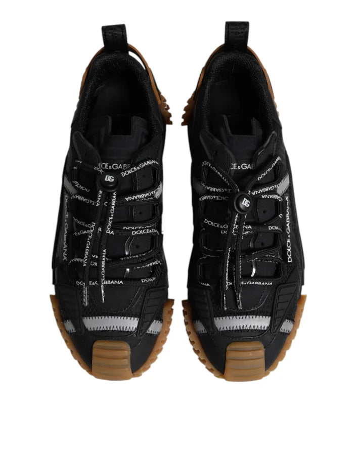 Dolce & Gabbana Black Logo Lace Up Low Top NS1 Sneakers Shoes