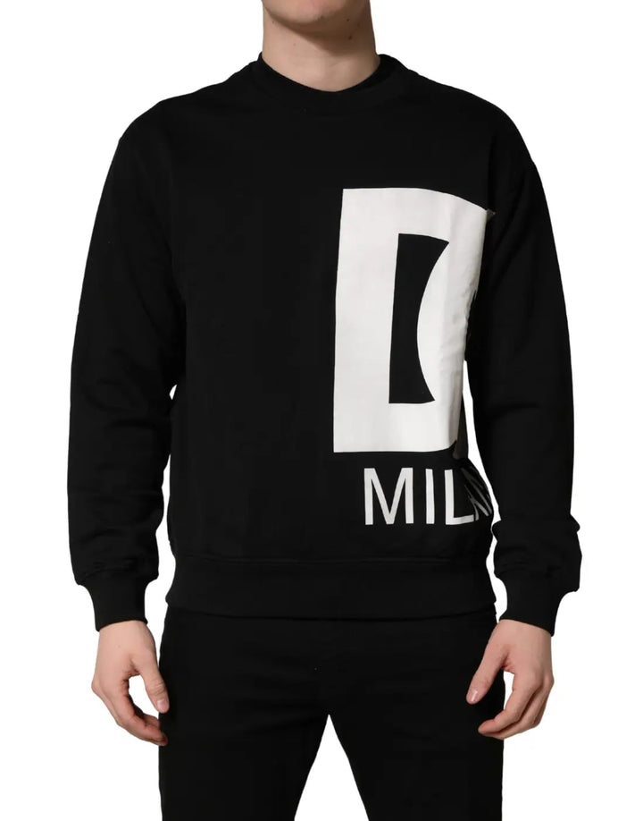 Dolce &amp; Gabbana Black Logo Milano Cotton Sweatshirt Sweater