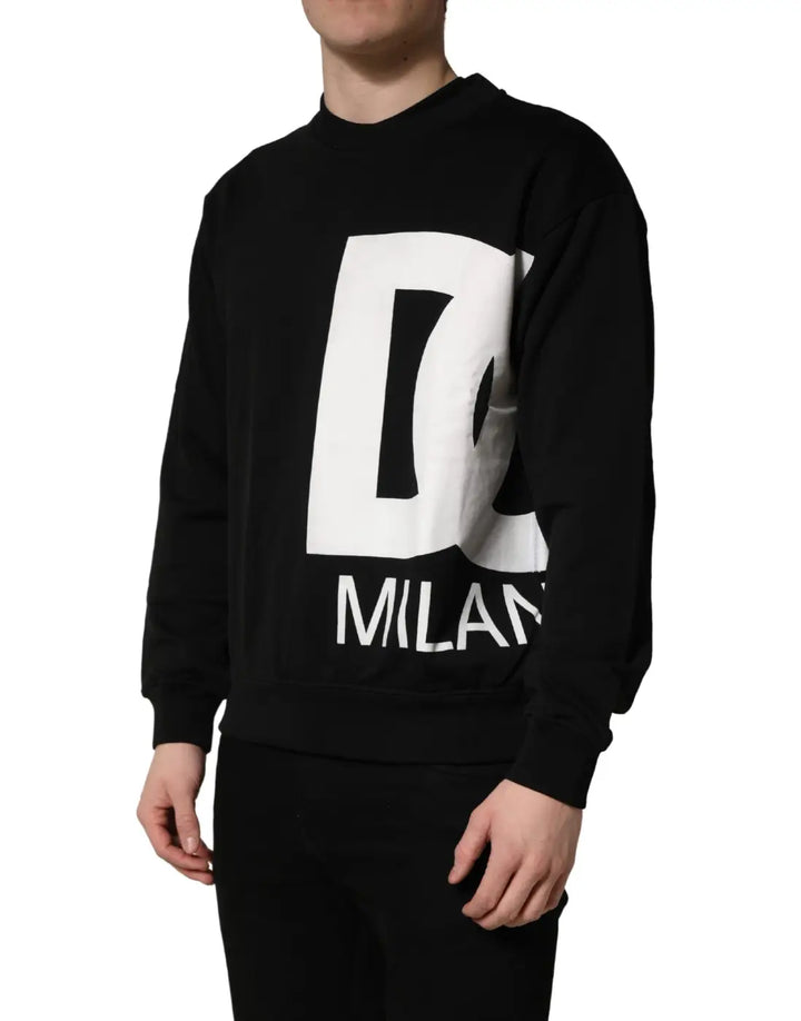 Dolce &amp; Gabbana Black Logo Milano Cotton Sweatshirt Sweater
