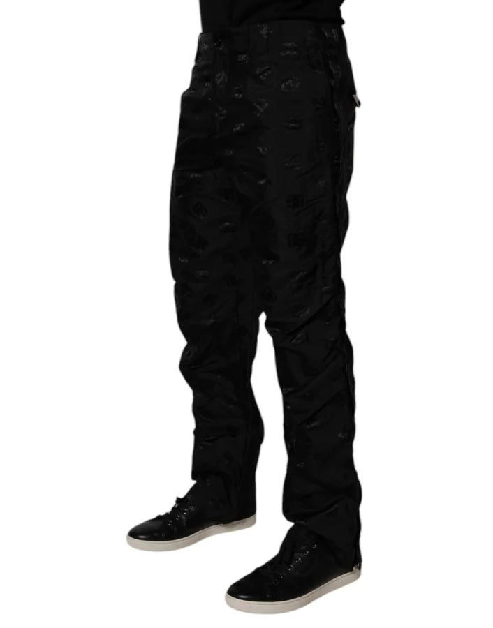 Dolce &amp; Gabbana Black Logo Monogram Straight Pants