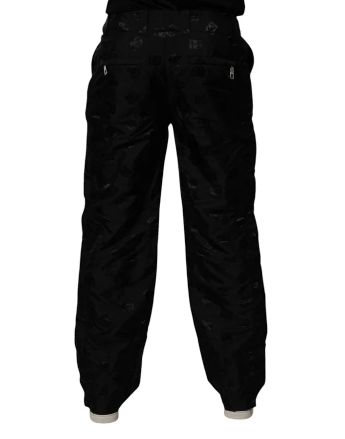 Dolce &amp; Gabbana Black Logo Monogram Straight Pants