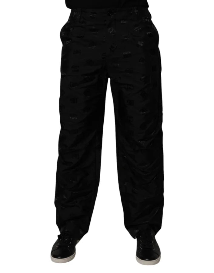 Dolce &amp; Gabbana Black Logo Monogram Straight Pants