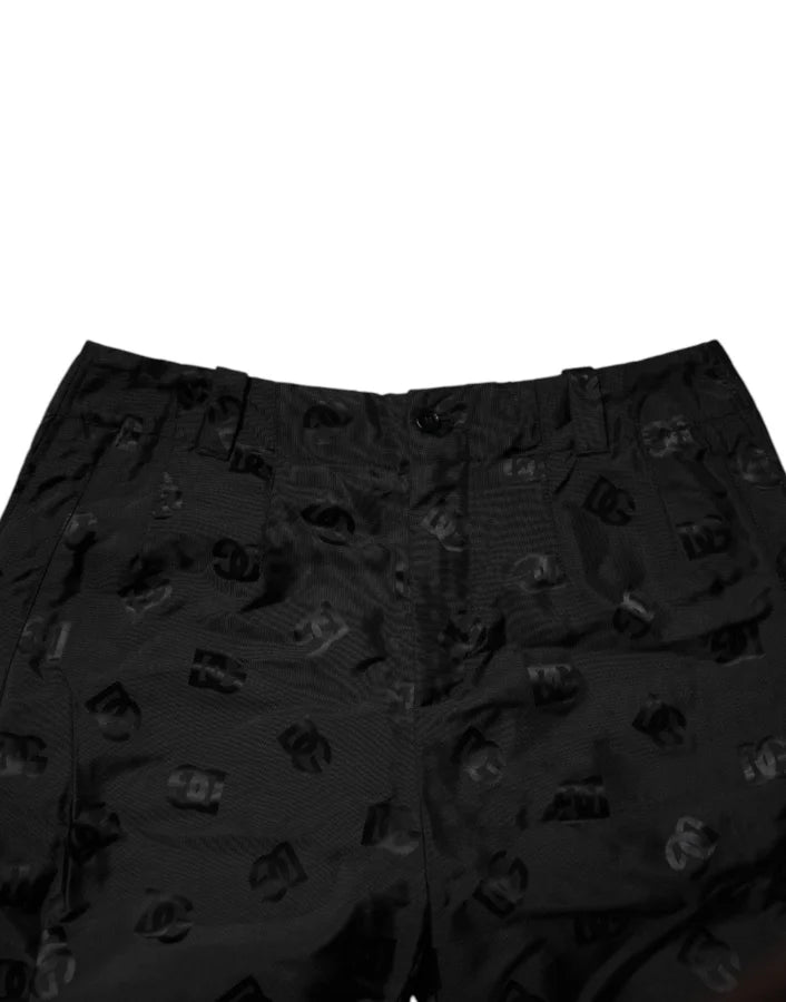 Dolce &amp; Gabbana Black Logo Monogram Straight Pants