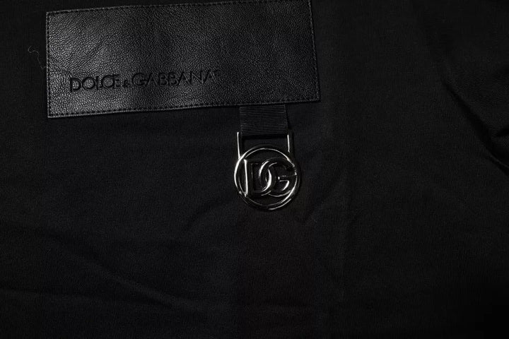 Dolce &amp; Gabbana Black Logo Patch Cotton Crew Neck T-shirt