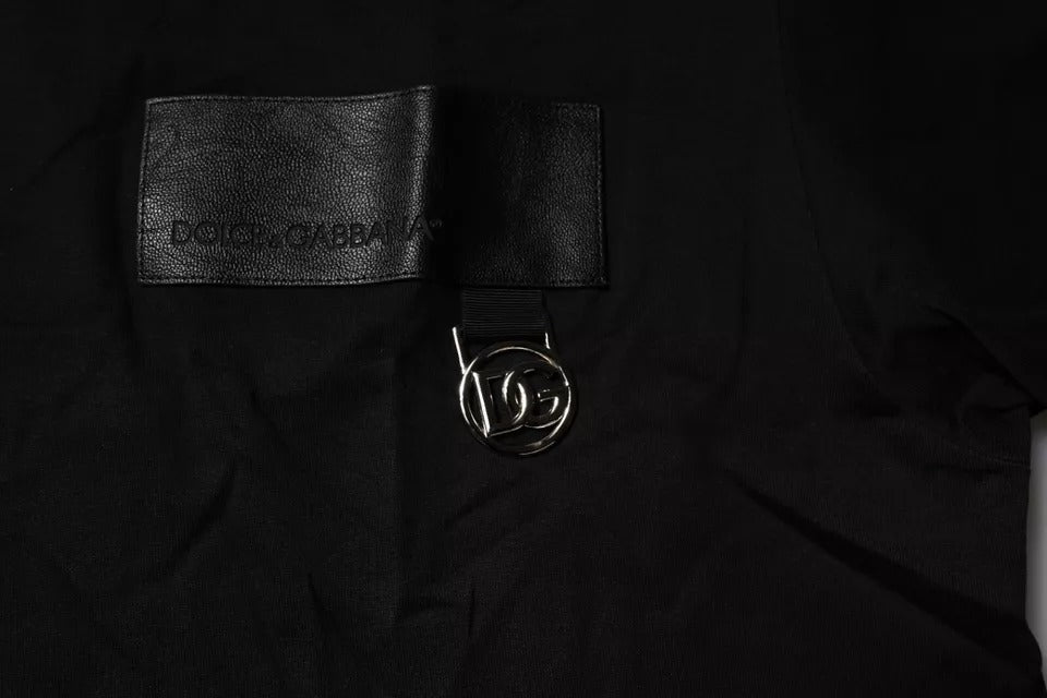 Dolce &amp; Gabbana Black Logo Patch Cotton Crew Neck T-shirt