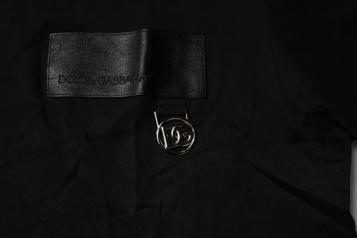 Dolce &amp; Gabbana Black Logo Patch Cotton Crew Neck T-shirt