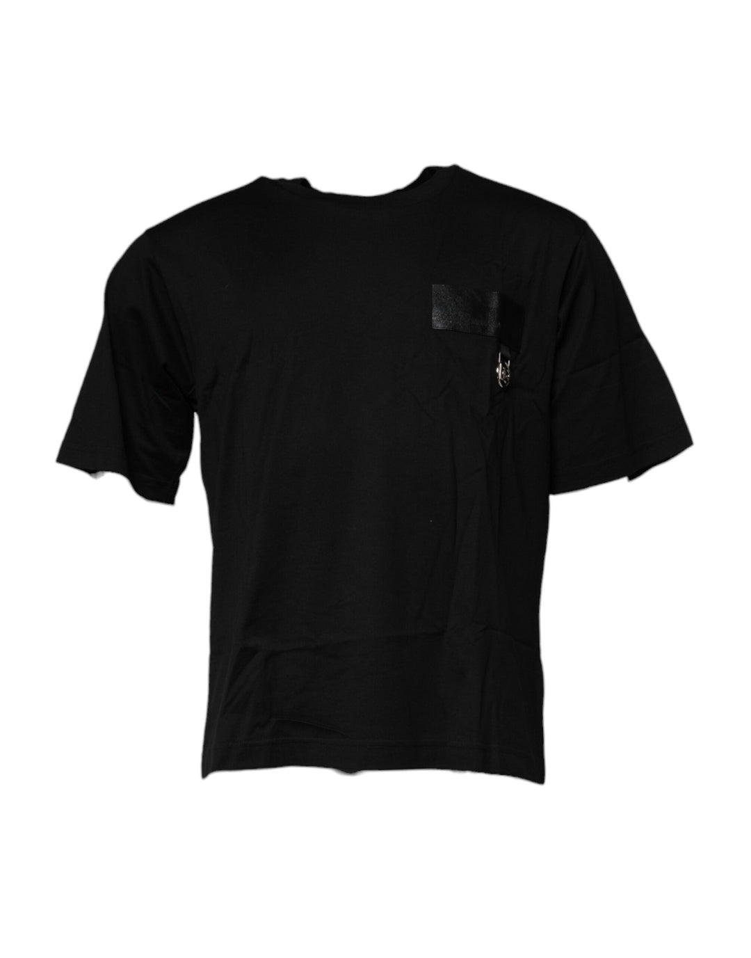 Dolce &amp; Gabbana Black Logo Patch Cotton Crew Neck T-shirt
