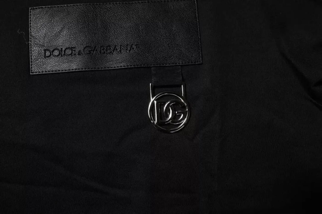 Dolce &amp; Gabbana Black Logo Patch Cotton Crew Neck T-shirt