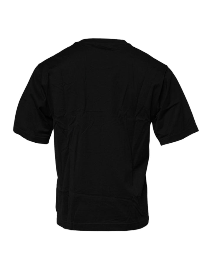 Dolce &amp; Gabbana Black Logo Patch Cotton Crew Neck T-shirt