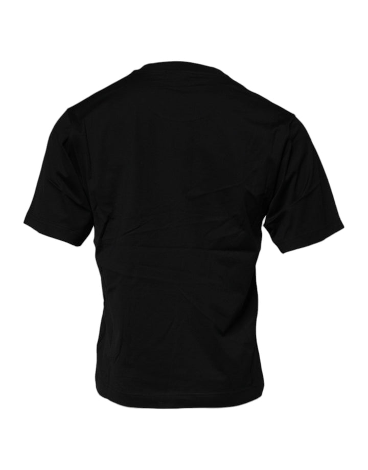 Dolce &amp; Gabbana Black Logo Patch Cotton Crew Neck T-shirt