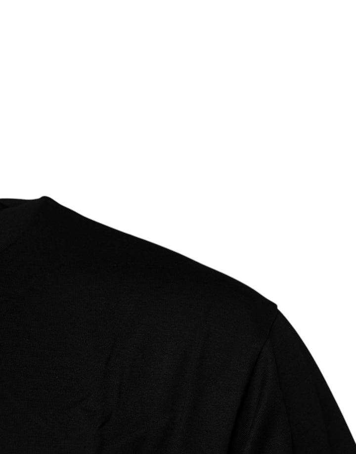 Dolce &amp; Gabbana Black Logo Patch Cotton Crew Neck T-shirt