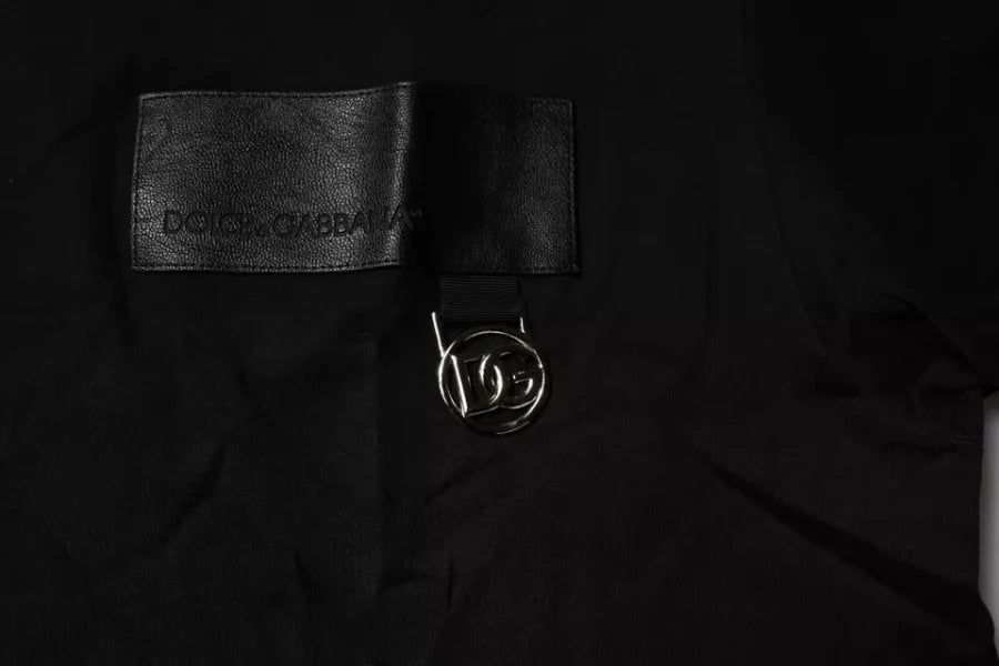Dolce &amp; Gabbana Black Logo Patch Cotton Crew Neck T-shirt