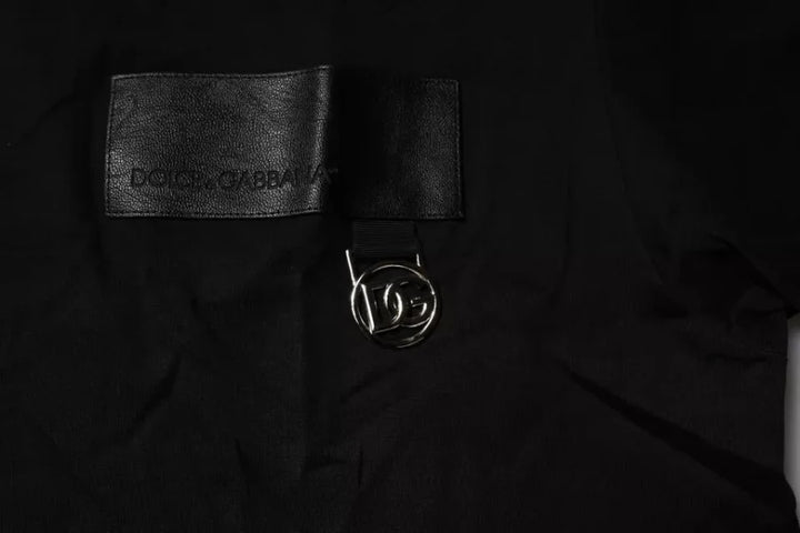 Dolce &amp; Gabbana Black Logo Patch Cotton Crew Neck T-shirt