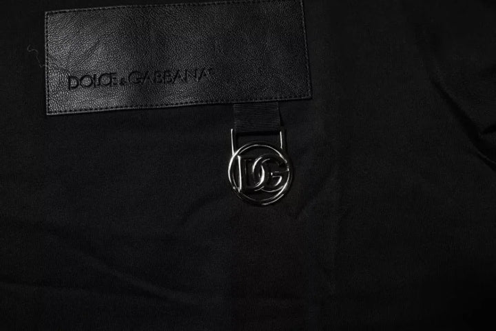 Dolce &amp; Gabbana Black Logo Patch Cotton Crew Neck T-shirt