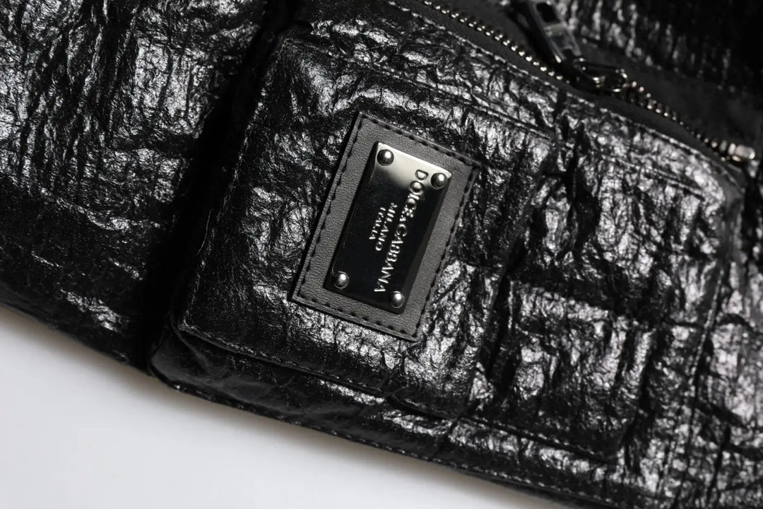 Dolce &amp; Gabbana Black Logo Plaque Bomber Full Zipper Jacket
