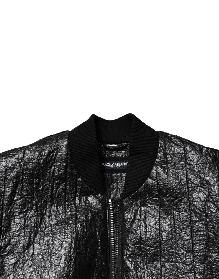 Dolce & Gabbana Black Logo Plaque Bomber Full Zipper Jacket