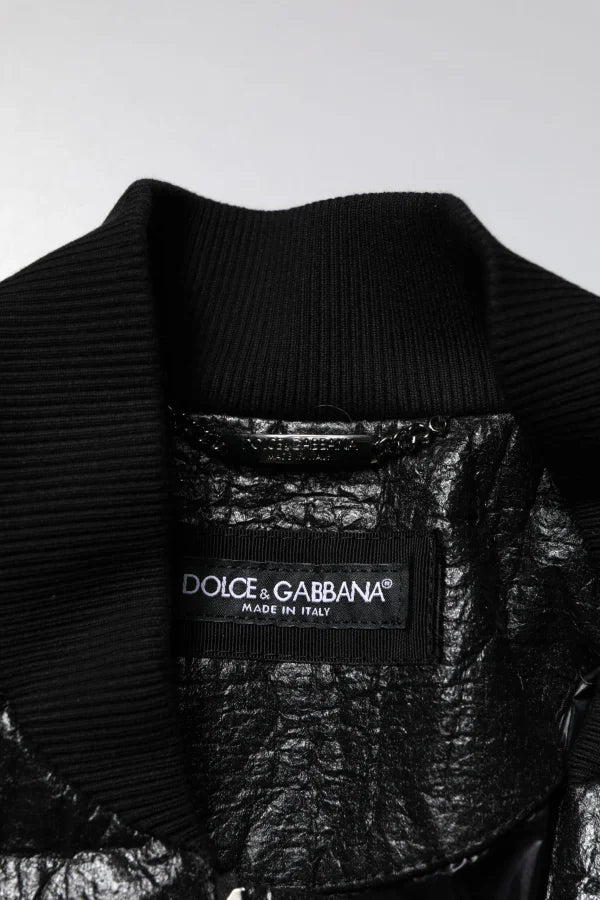 Dolce & Gabbana Black Logo Plaque Bomber Full Zipper Jacket